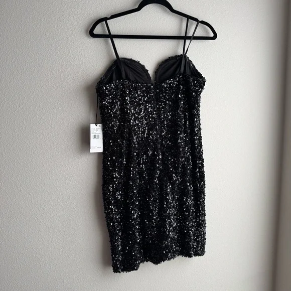 NWT Liv Foster Black Sequined Sleeveless Mini Dress size 12 - Picture 4 of 5